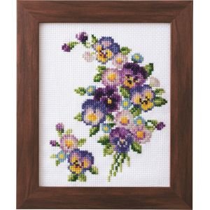 COSMO Pansies and Daisies Cross Stitch Kit | Framed Floral | Crafties Fair
