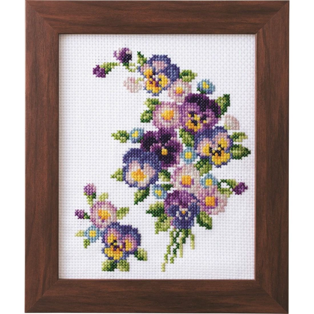 COSMO Pansies and Daisies Cross Stitch Kit | Framed Floral | Crafties Fair