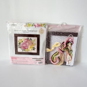 COSMO Ranunculus and Daffodil Cross Stitch Kit | Framed Floral | Crafties Fair