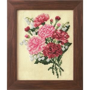 COSMO Carnation and Lily of the Valley Cross Stitch Kit | Framed Floral | Crafties Fair