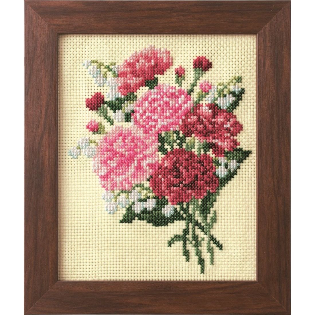COSMO Carnation and Lily of the Valley Cross Stitch Kit | Framed Floral | Crafties Fair