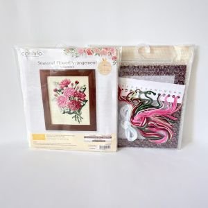 COSMO Carnation and Lily of the Valley Cross Stitch Kit | Framed Floral | Crafties Fair