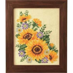 COSMO Sunflower and Aster Cross Stitch Kit | Framed Floral | Crafties Fair