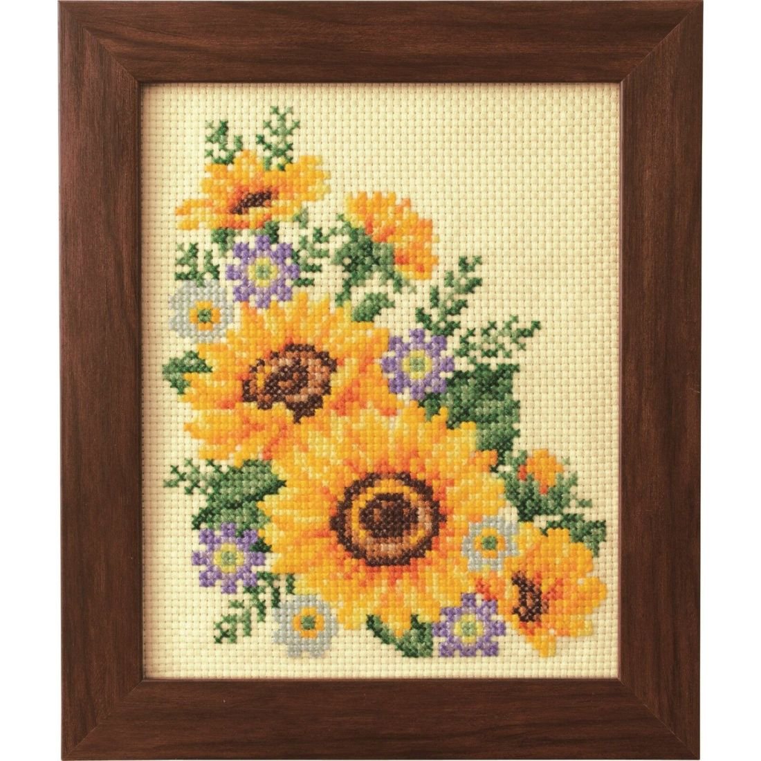 COSMO Sunflower and Aster Cross Stitch Kit | Framed Floral | Crafties Fair