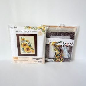 COSMO Sunflower and Aster Cross Stitch Kit | Framed Floral | Crafties Fair