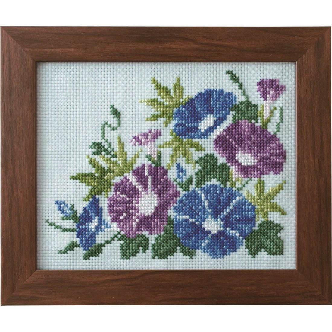 COSMO Morning Glory and Green Maple Cross Stitch Kit | Framed Floral | Crafties Fair