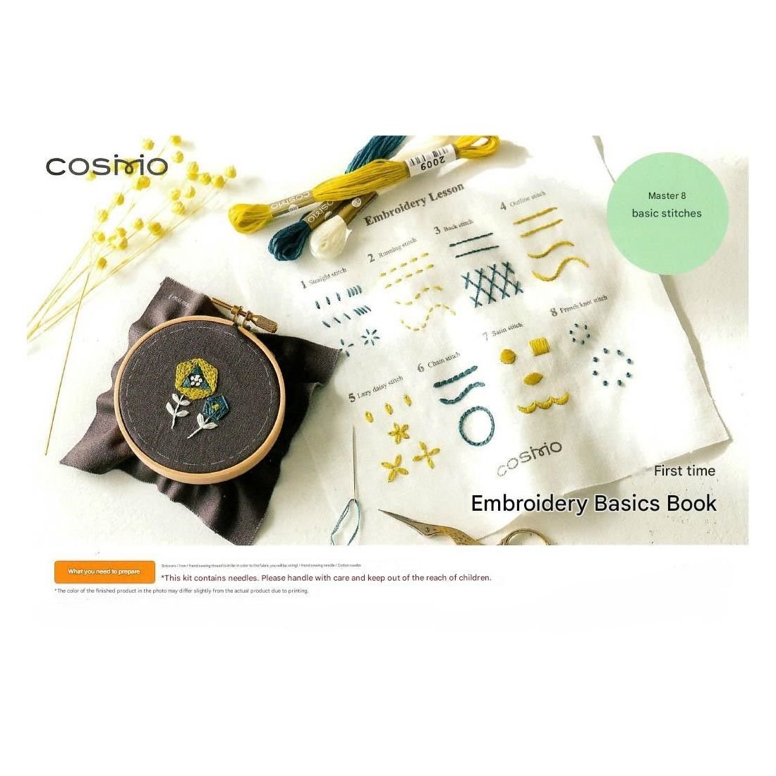 COSMO Embroidery Starter Kit | Learn 8 Basic Hand Embroidery Stitches