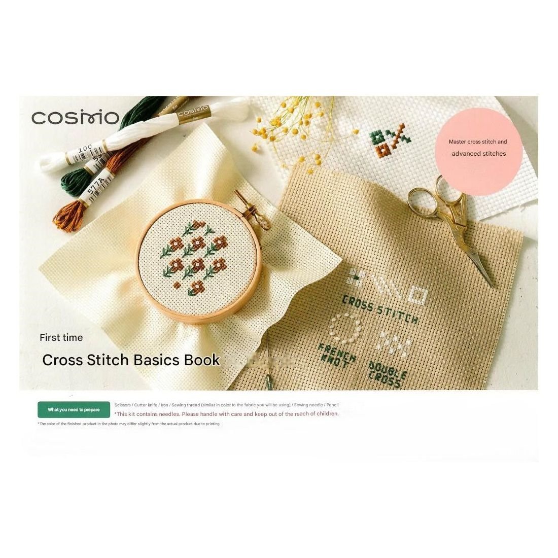 COSMO Cross Stitch Starter Kit | Beginner Embroidery Kit Made in Japan