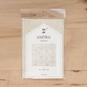 Embroidery Kits Easy-Kit Sashiko Kitchen Cloth Cupcakes | Beginner Sashiko Kit