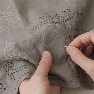 HIRVI Sashiko Embroidery Kit – Orava Squirrel Kitchen Cloth