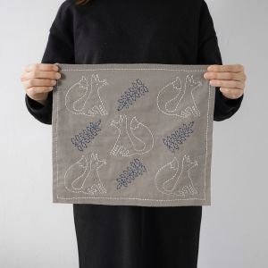 HIRVI Moose Sashiko Kitchen Cloth Easy-Kit | Nordic Embroidery Kit