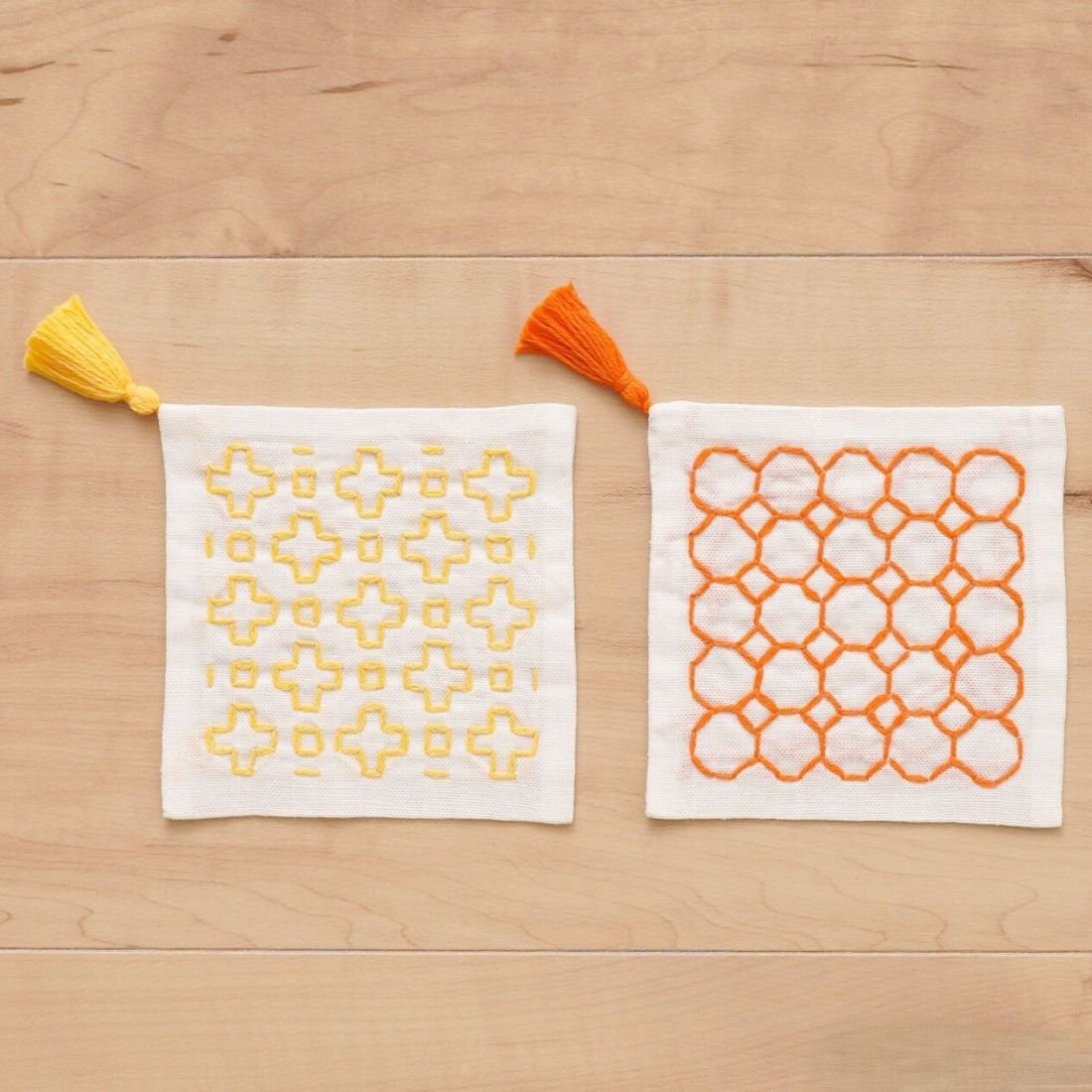 Sashiko Coaster Embroidery Kit – Easy Kit 2-Piece Set