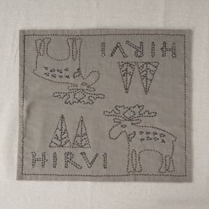 HIRVI Moose Sashiko Kitchen Cloth Easy-Kit | Nordic Embroidery Kit