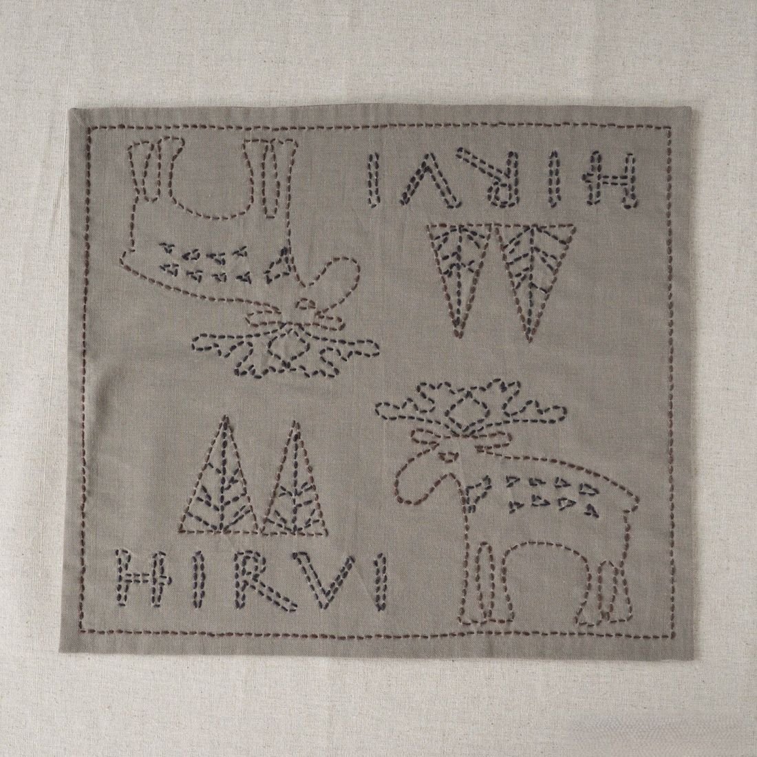 HIRVI Moose Sashiko Kitchen Cloth Easy-Kit | Nordic Embroidery Kit