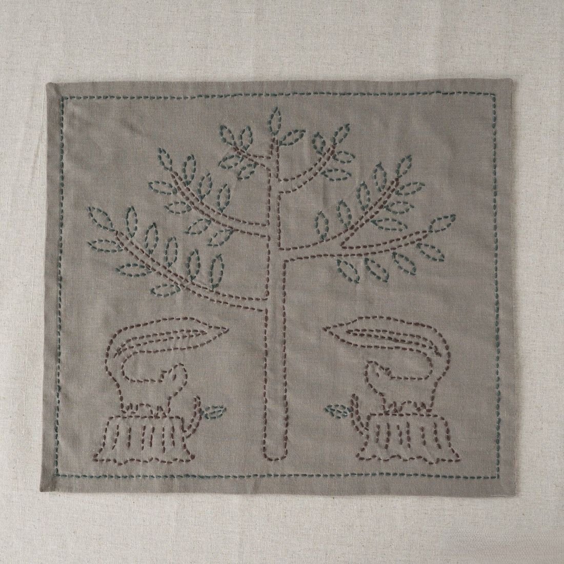 HIRVI Sashiko Embroidery Kit – Orava Squirrel Kitchen Cloth