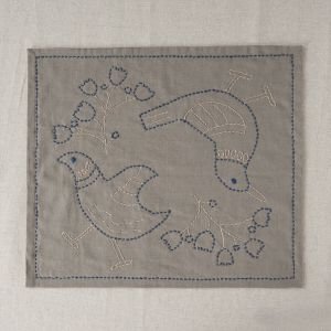 HIRVI Sashiko Embroidery Kit – Lintu Bird Kitchen Cloth