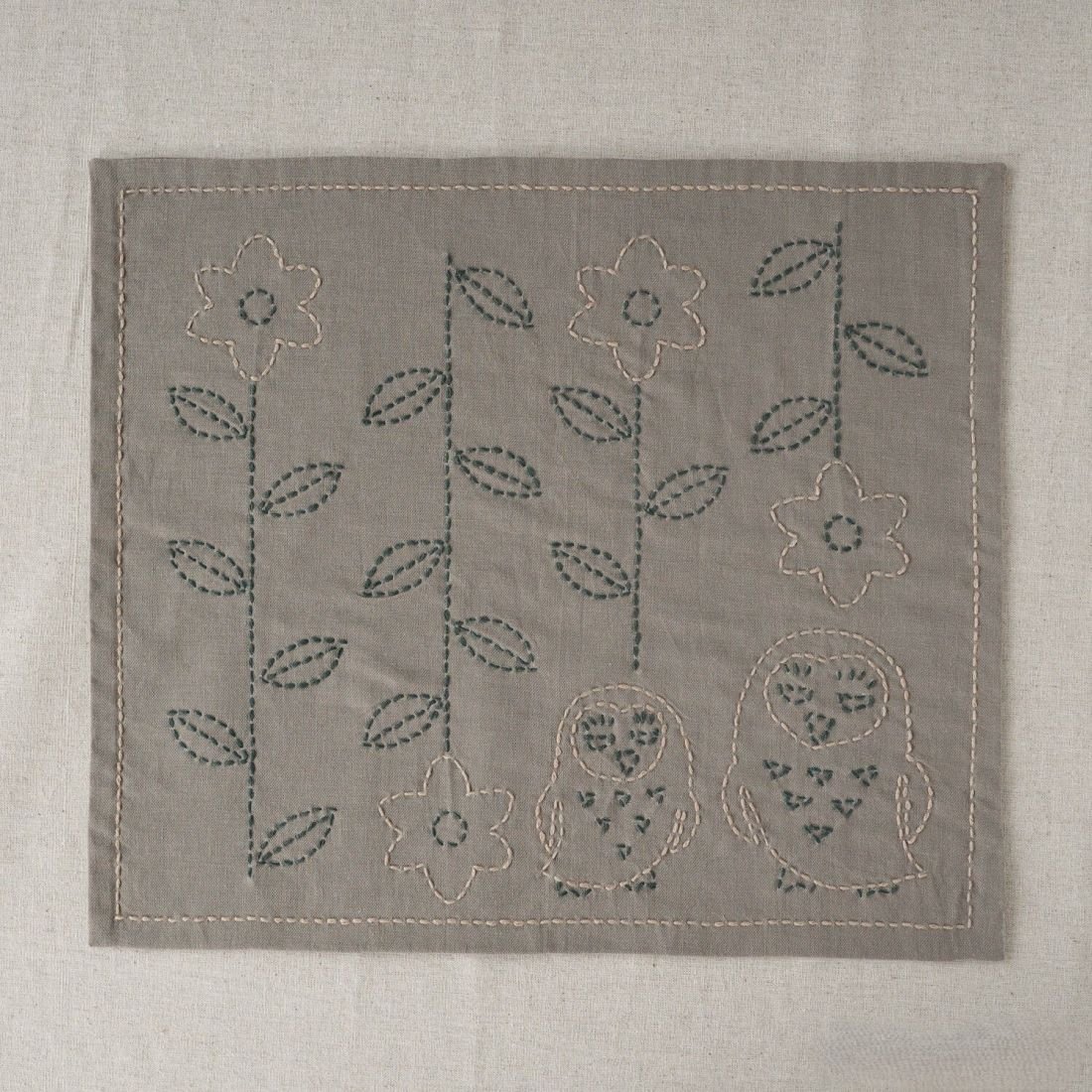 HIRVI Sashiko Embroidery Kit – Pollo Owl Kitchen Cloth