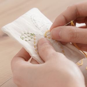 Sashiko Embroidery Coaster Kit Pear & Lemon | Easy 2-Piece Set