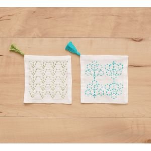 Sashiko Coaster Kit – Forest & Nuts | Easy Embroidery Kit