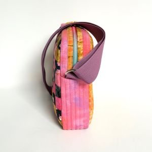 Handmade Quilted Cotton Crossbody Bag | Pink Floral Patchwork