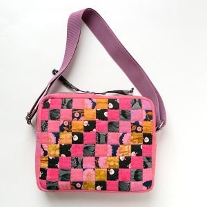 One-of-a-Kind Quilted Cotton Crossbody Bag – Pink Patchwork & Mushroom Print