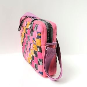 One-of-a-Kind Quilted Cotton Crossbody Bag – Pink Patchwork & Mushroom Print