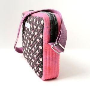 One-of-a-Kind Quilted Cotton Crossbody Bag – Pink Patchwork & Mushroom Print