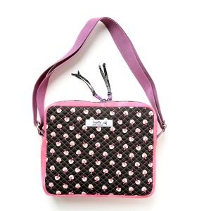 One-of-a-Kind Quilted Cotton Crossbody Bag – Pink Patchwork & Mushroom Print