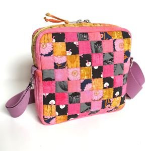 Handmade Quilted Cotton Crossbody Bag | Pink Floral Patchwork