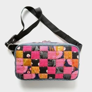 One-of-a-Kind Handmade Quilted Belt & Crossbody Bag | Floral Cotton