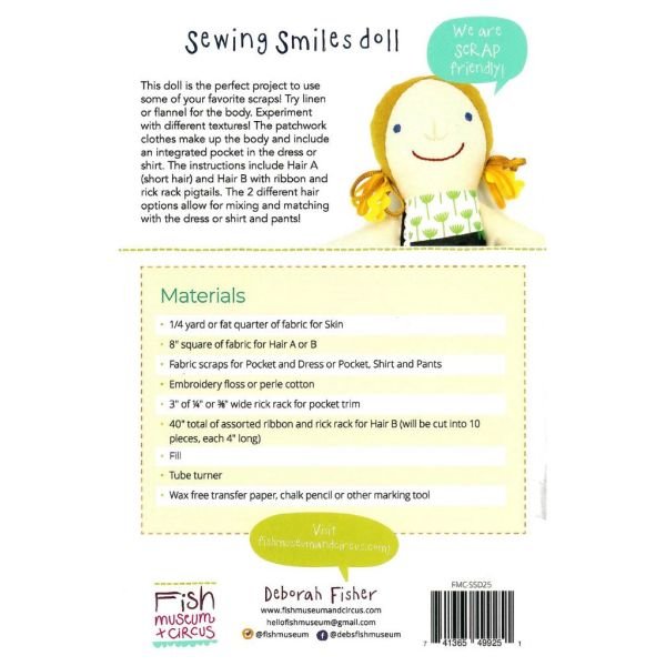 Sewing Smiles Doll Paper Sewing Pattern – Scrap Friendly Doll Pattern