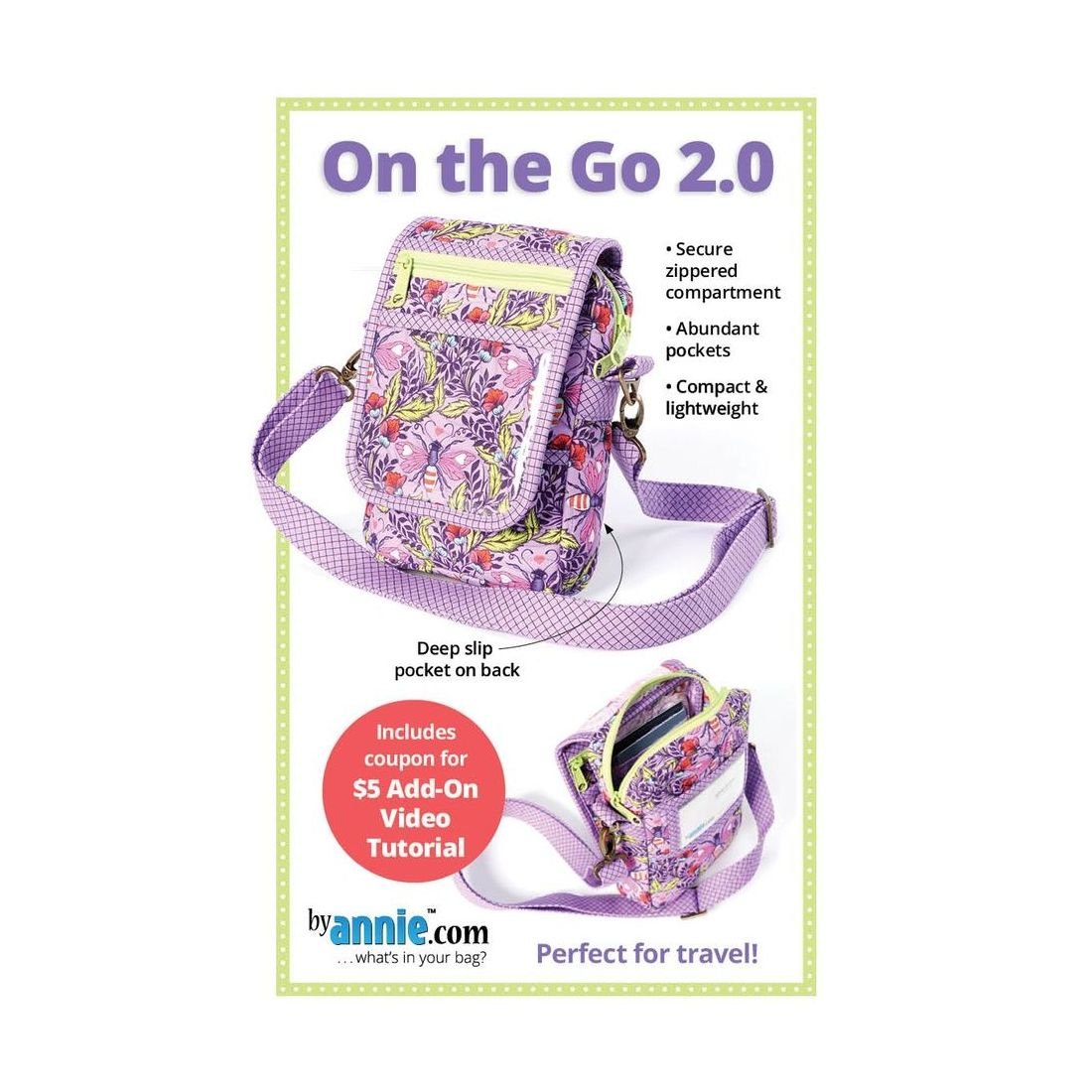 On the Go 2.0 Bag Pattern by ByAnnie | Crossbody Sewing Pattern