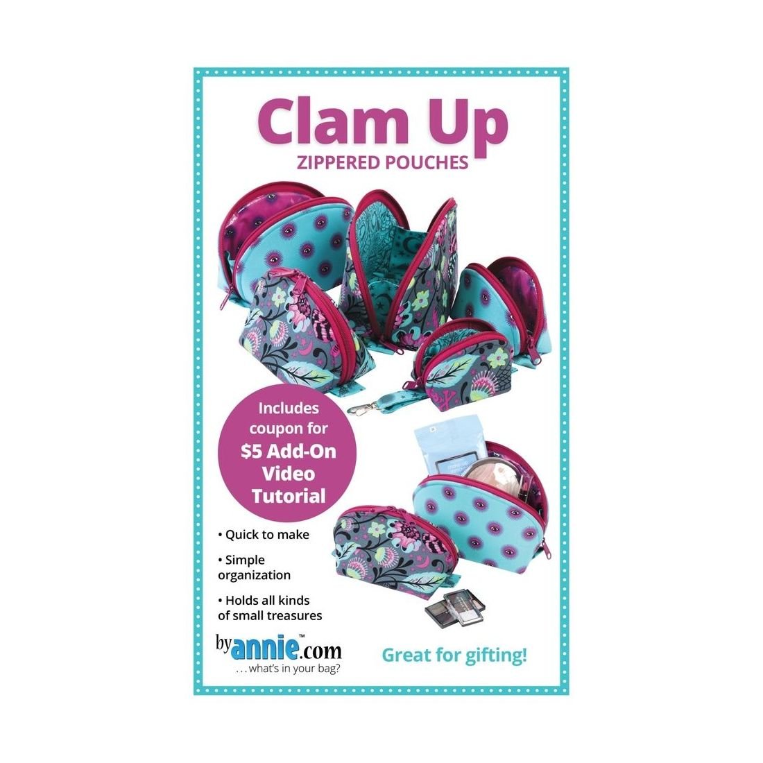 Clam Up Zippered Pouches Pattern by ByAnnie | Sewing Pattern