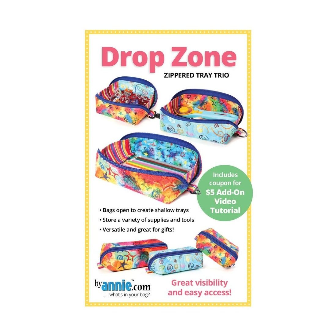 Drop Zone Zippered Tray Sewing Pattern by ByAnnie