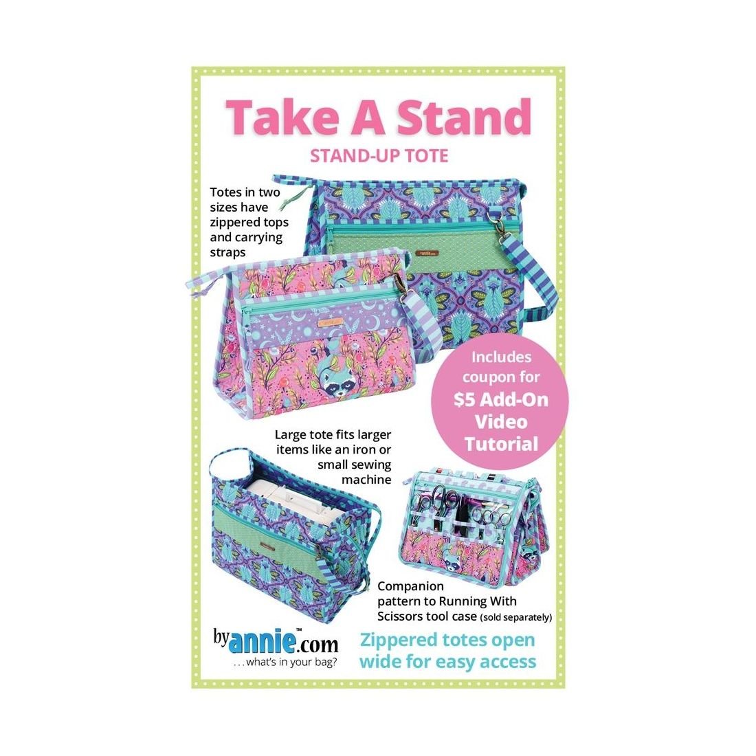 Take a Stand Tote Sewing Pattern by Annie | Stand-Up Bag Pattern