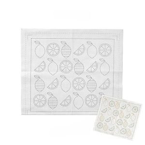 HARAWOOL Lemon Sashiko Fabric | Pre-Printed Embroidery Cloth Made in Japan