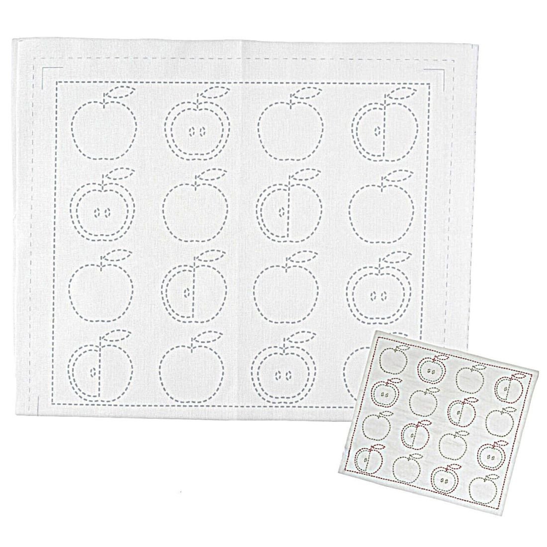 HARAWOOL Apple Sashiko Fabric | Pre-Printed Embroidery Cloth