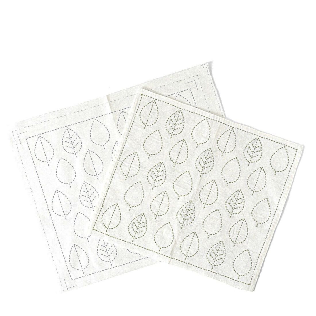 HARAWOOL Leaf Sashiko Fabric | Pre-Printed Embroidery Cloth