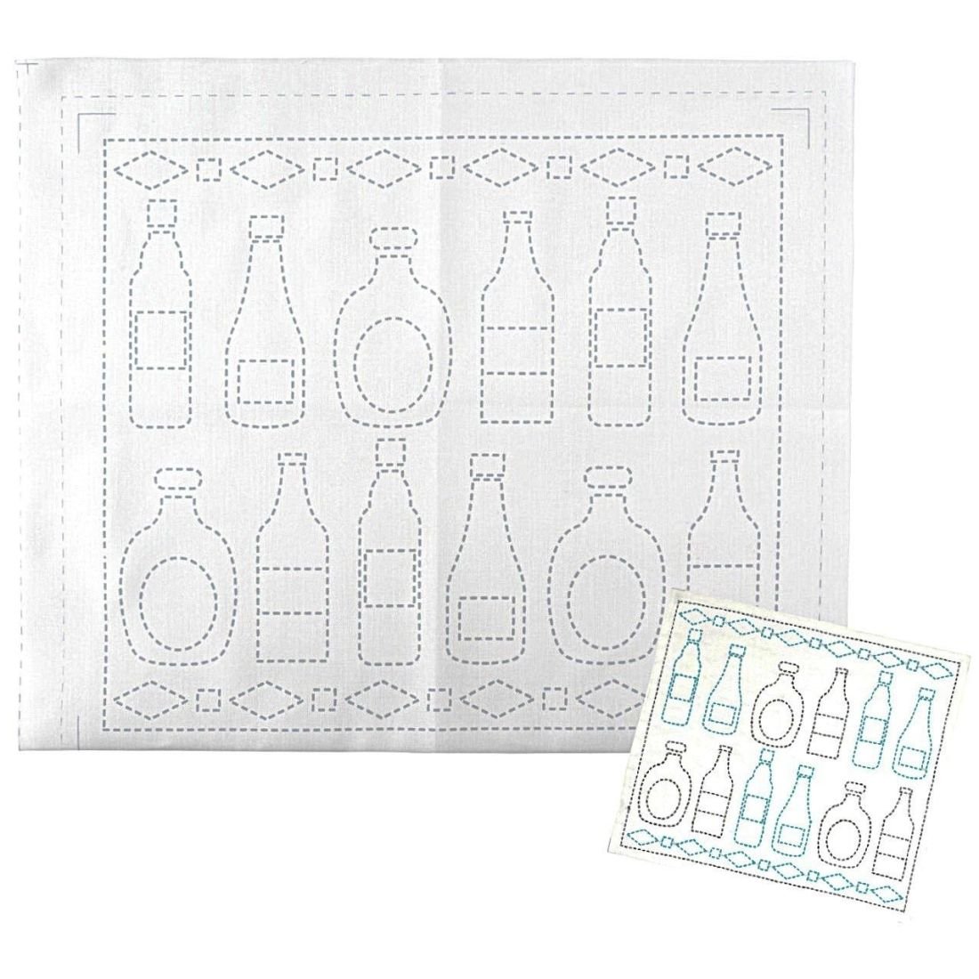 HARAWOOL Bottle Sashiko Fabric | Pre-Printed Embroidery Cloth
