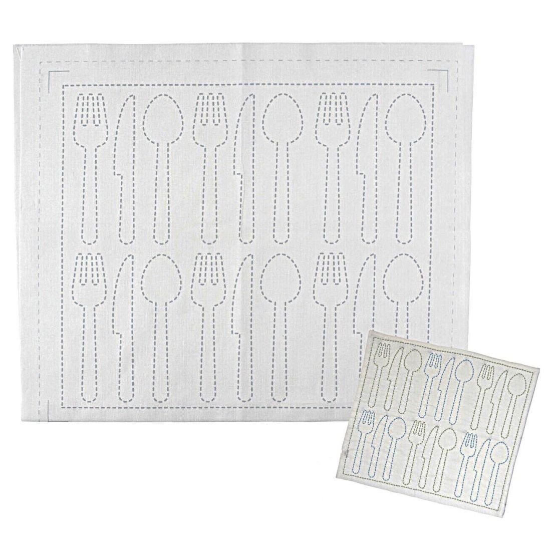 HARAWOOL Fork Sashiko Fabric | Pre-Printed Embroidery Cloth