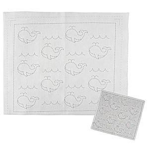 HARAWOOL Whale Sashiko Fabric | Pre-Printed Embroidery Cloth