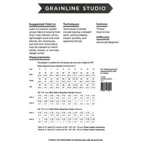 Grainline Studio Farrow Dress Paper Sewing Pattern | Crafties Fair