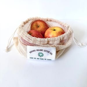 Set of 3 Reusable Organic Mesh Cotton Bags | GOTS Certified