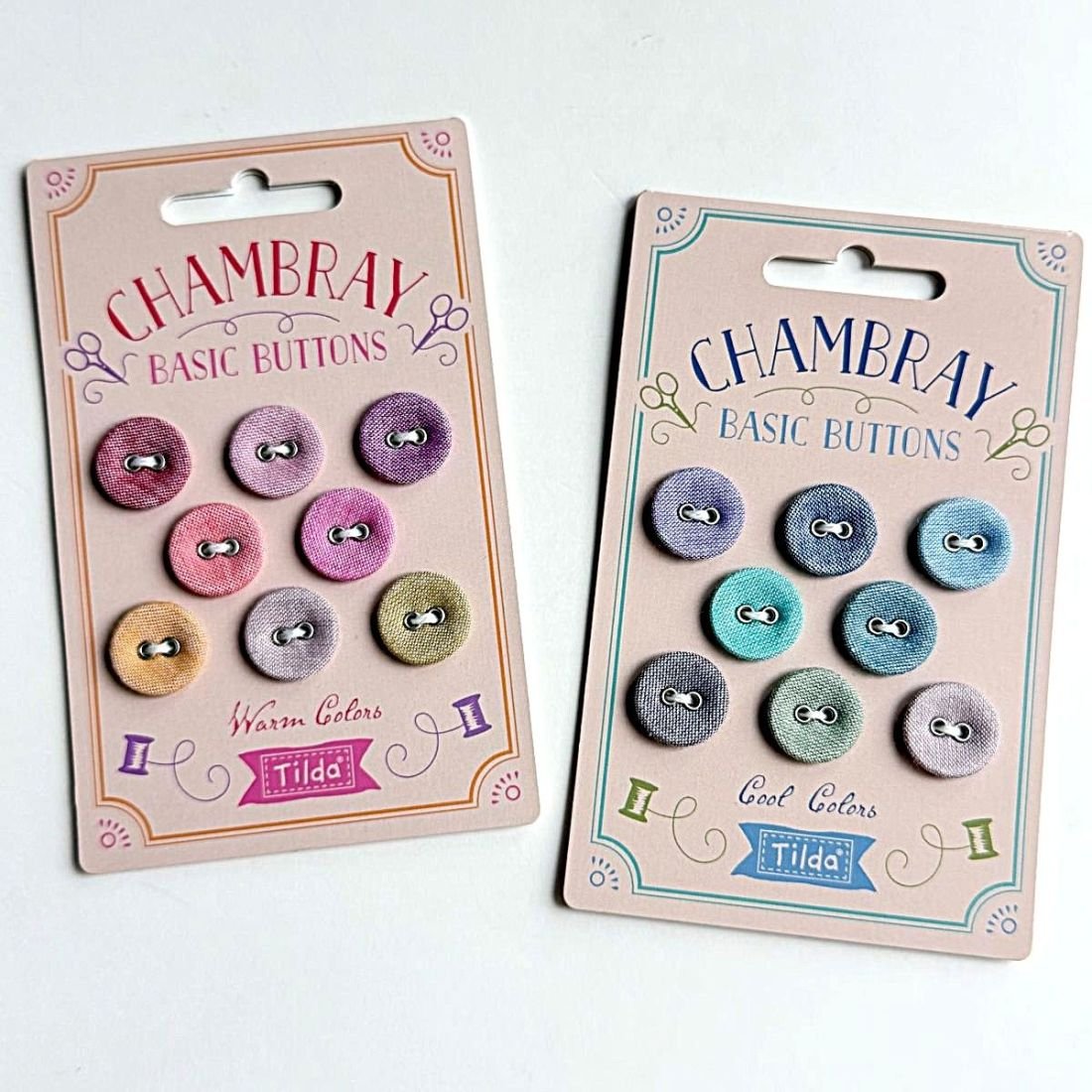 Tilda Chambray Basic Buttons – Cool & Warm Colors