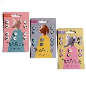 Tilda Friends Buttons 9mm – Dove White, Warm & Cool Colors