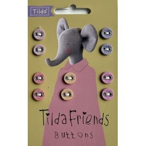 Tilda Friends Buttons 9mm – Dove White, Warm & Cool Colors