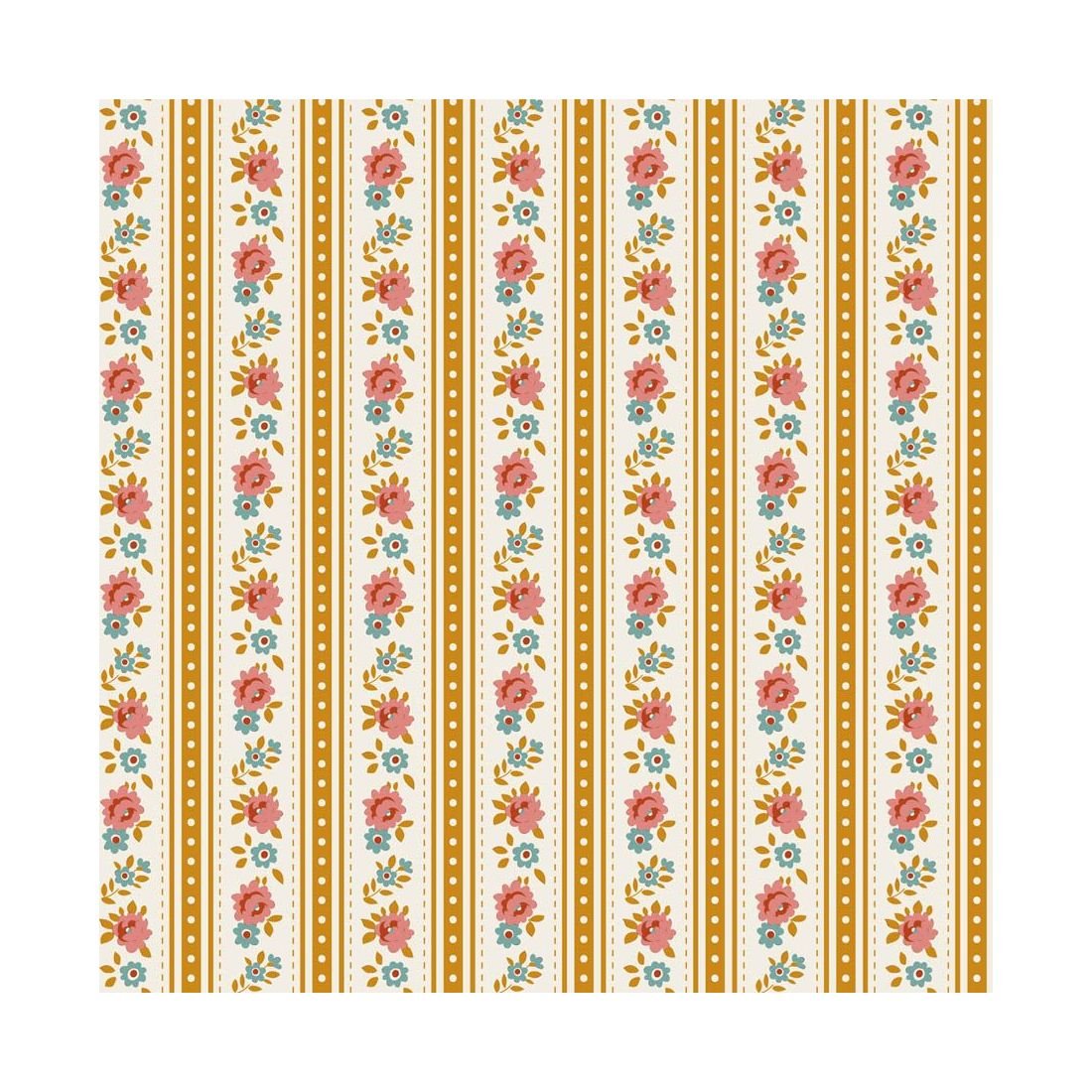 Tilda Village Life Agnes Ochre 100683 Floral Fabric