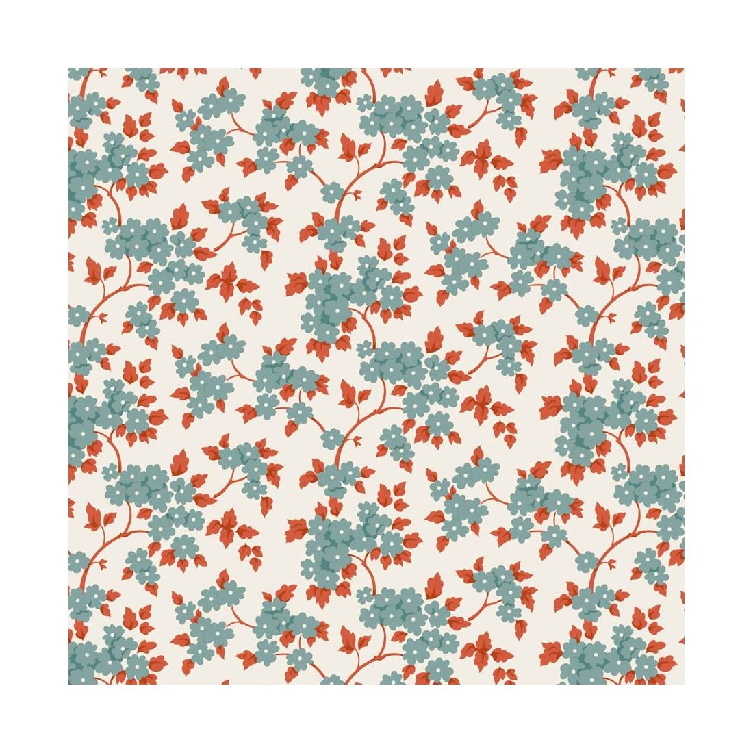 Tilda Village Life Ruth Teal 100686 Floral Fabric