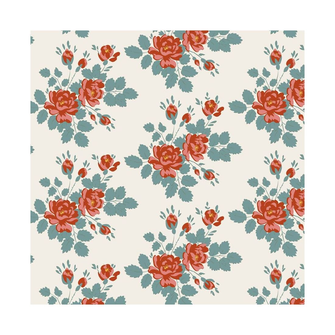 Tilda Village Life Myrtle Teal 100688 Floral Fabric