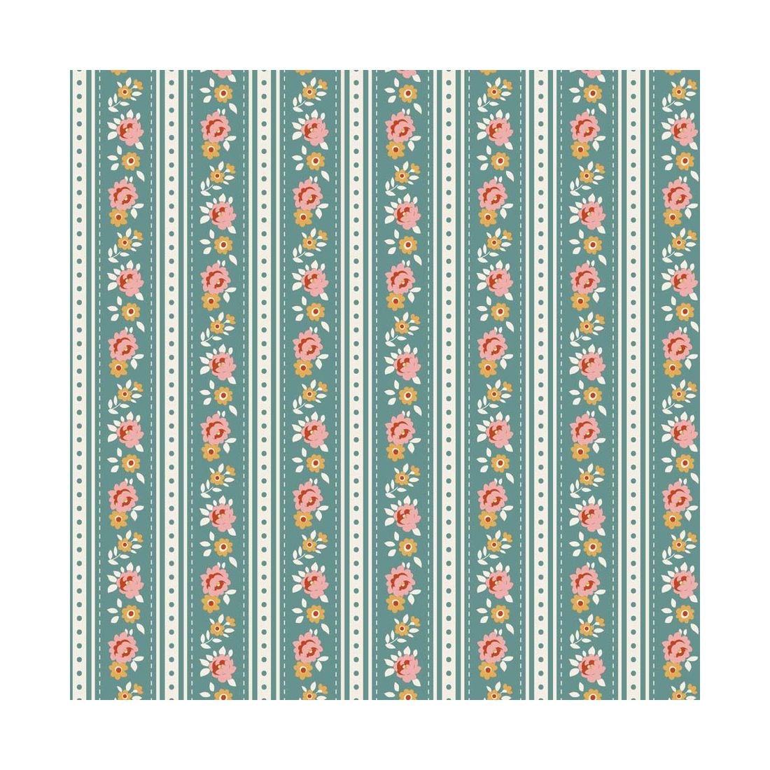 Tilda Village Life Agnes Teal 100690 Floral Fabric